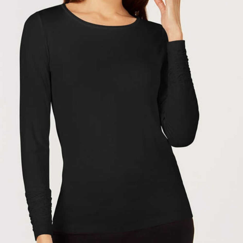Alfani Navy Long Ruched Sleeved Shirt L
